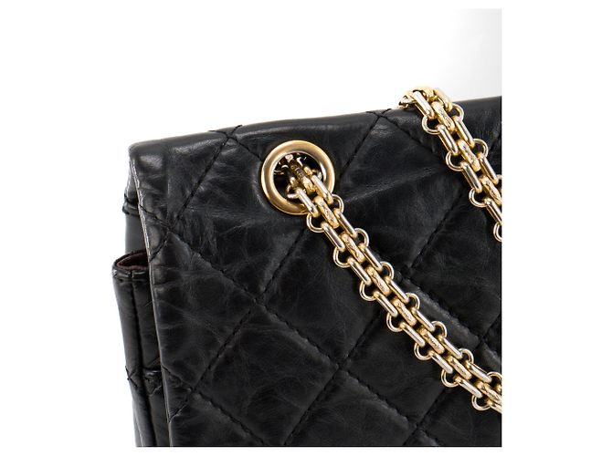 CHANEL - Borsa a tracolla 2.55 Jumbo Chanel in pelle stropicciata nera Nero - vista 6