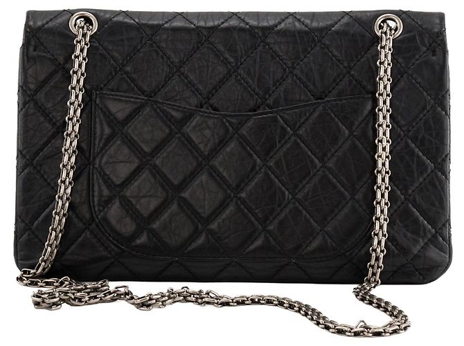 CHANEL - Borsa a tracolla 2.55 Jumbo Chanel in pelle stropicciata nera Nero - vista 3