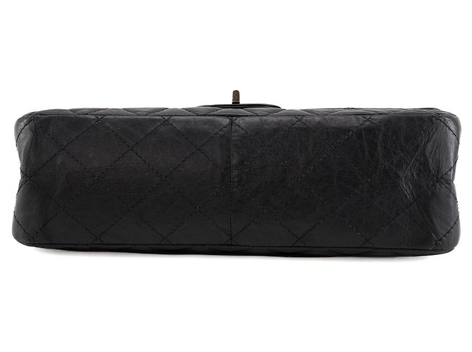 CHANEL - Borsa a tracolla 2.55 Jumbo Chanel in pelle stropicciata nera Nero - vista 4