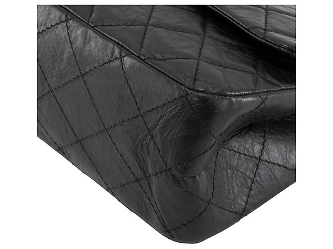 CHANEL - Borsa a tracolla 2.55 Jumbo Chanel in pelle stropicciata nera Nero - vista 6