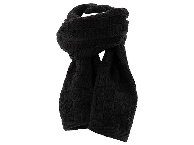 LOUIS VUITTON - Sciarpa Louis Vuitton Damier Snug in lana nera Nero - vista 2