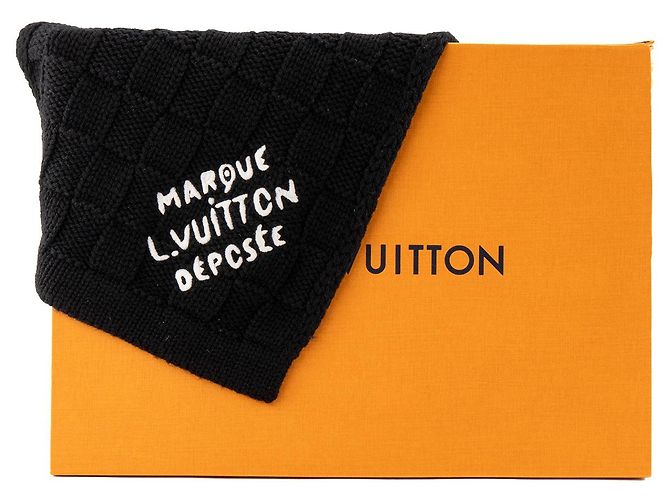 LOUIS VUITTON - Sciarpa Louis Vuitton Damier Snug in lana nera Nero - vista 4