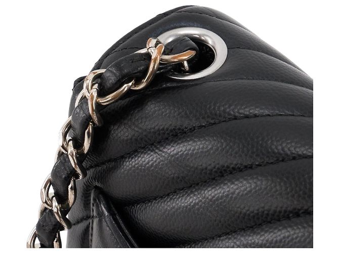 CHANEL - Borsa a tracolla Classique/Timeless Mini Square Chanel in pelle caviar nera Nero - vista 7