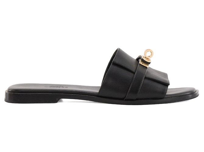HERMÈS - Sandali Giulia Hermès in pelle liscia nera (T37) Nero - vista 2