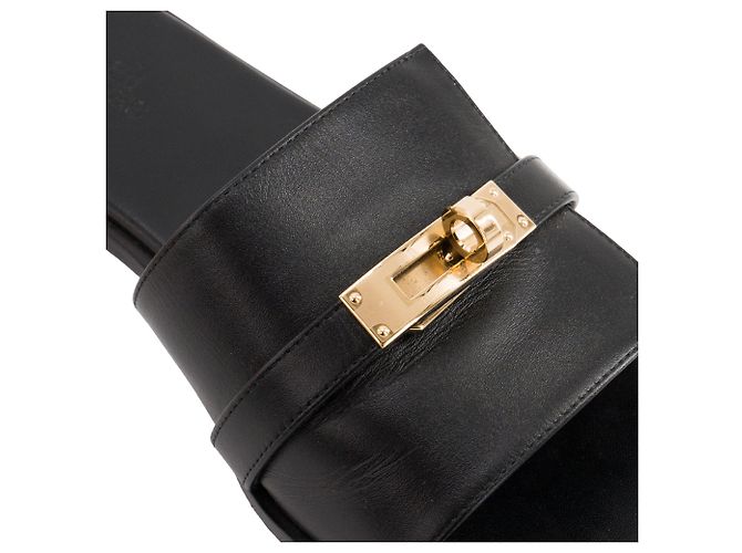 HERMÈS - Sandali Giulia Hermès in pelle liscia nera (T37) Nero - vista 4