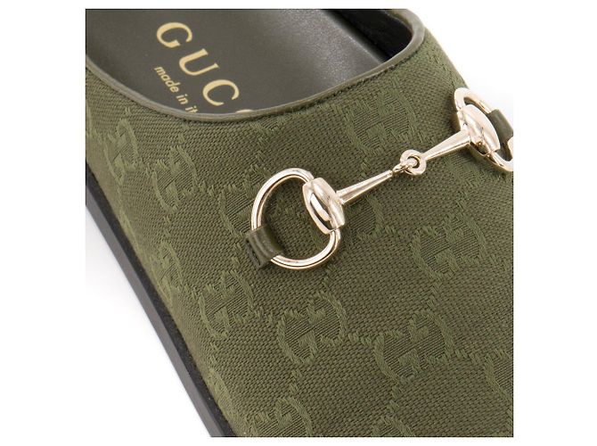 GUCCI - Mules Gucci in tela monogrammata verde (T36) - vista 5