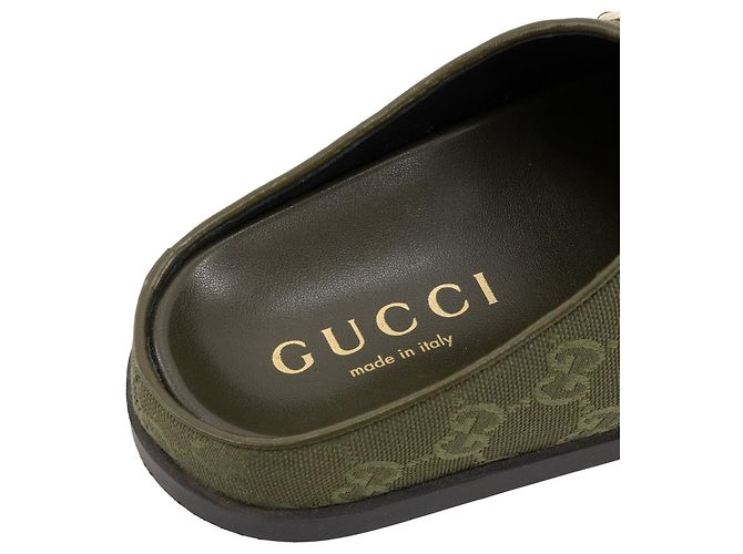 GUCCI - Mules Gucci in tela monogrammata verde (T36) - vista 6