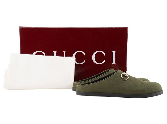 GUCCI - Mules Gucci in tela monogrammata verde (T36) - vista 7