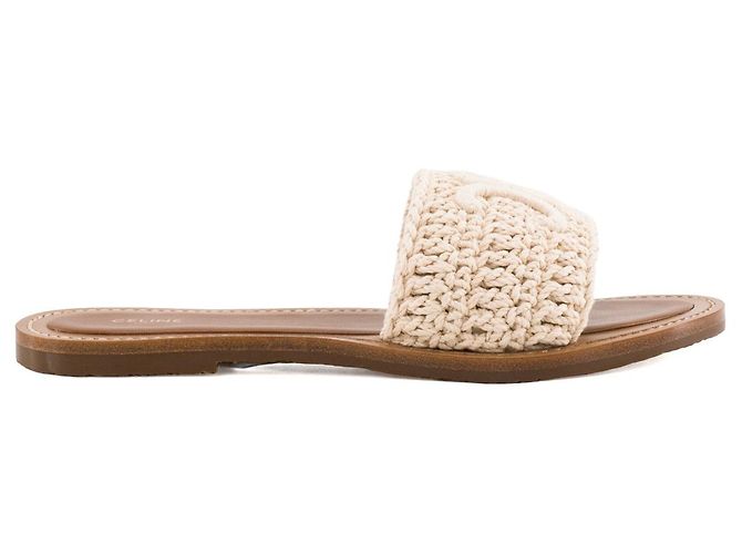 Céline CELINE - Sandali Lympia Triomphe Celine in cotone beige (T40) - vista 2