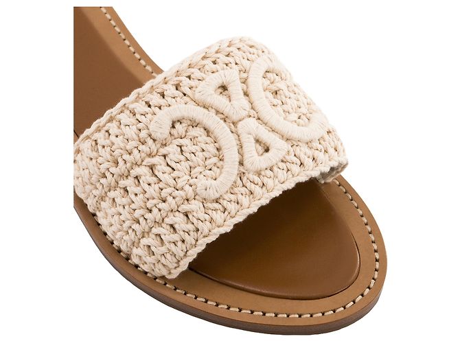 Céline CELINE - Sandali Lympia Triomphe Celine in cotone beige (T40) - vista 5