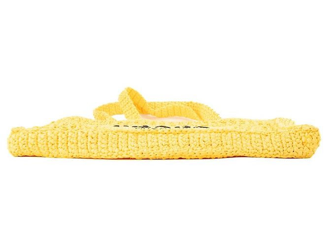 PRADA - Borsa tote in crochet Prada in rafia gialla Giallo - vista 4