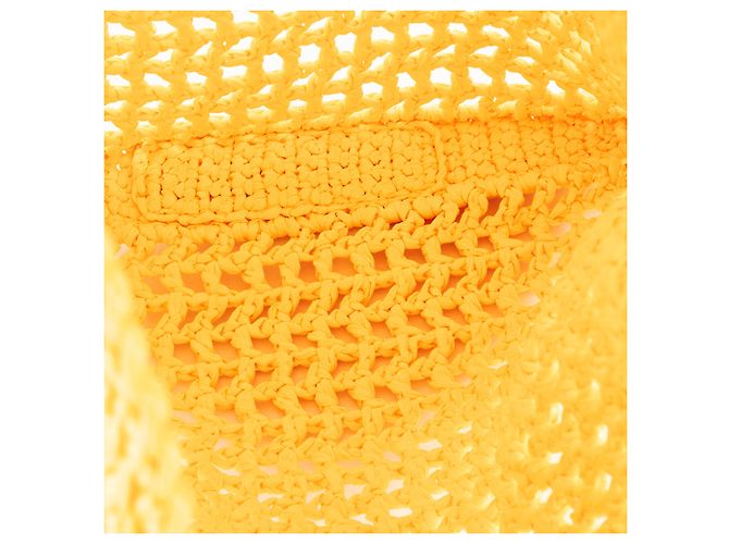 PRADA - Borsa tote in crochet Prada in rafia gialla Giallo - vista 6