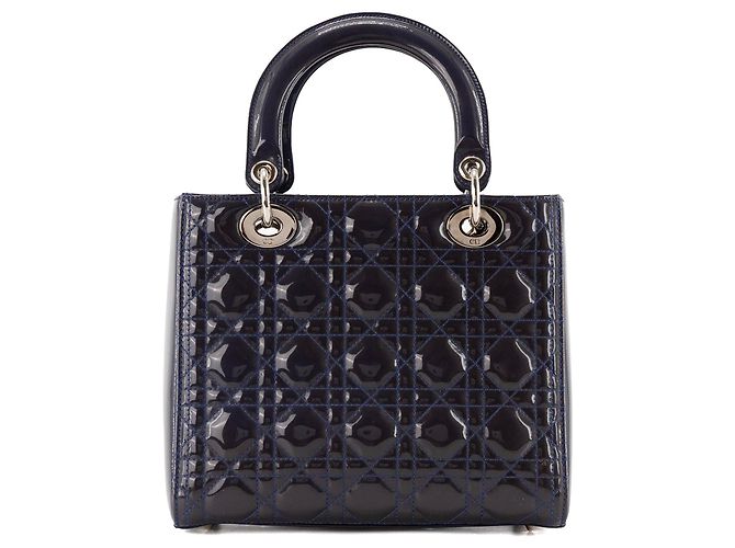 Autre Marque DIOR - Borsa a mano Lady Dior Medium in pelle cannage verniciata blu navy - vista 3