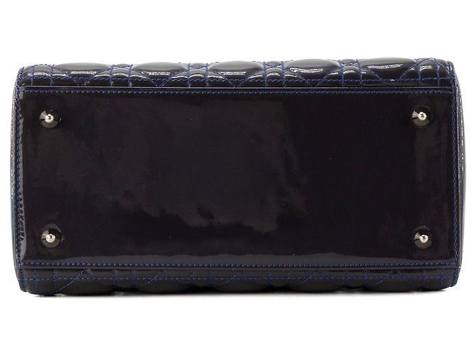 Autre Marque DIOR - Borsa a mano Lady Dior Medium in pelle cannage verniciata blu navy - vista 4