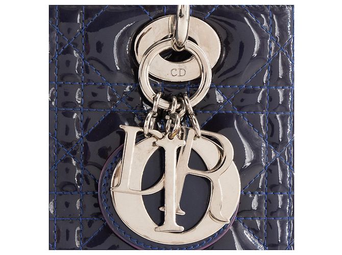 Autre Marque DIOR - Borsa a mano Lady Dior Medium in pelle cannage verniciata blu navy - vista 5