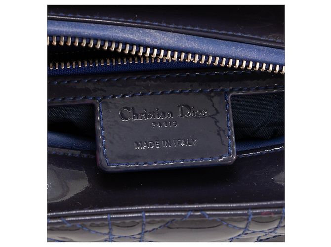 Autre Marque DIOR - Borsa a mano Lady Dior Medium in pelle cannage verniciata blu navy - vista 6