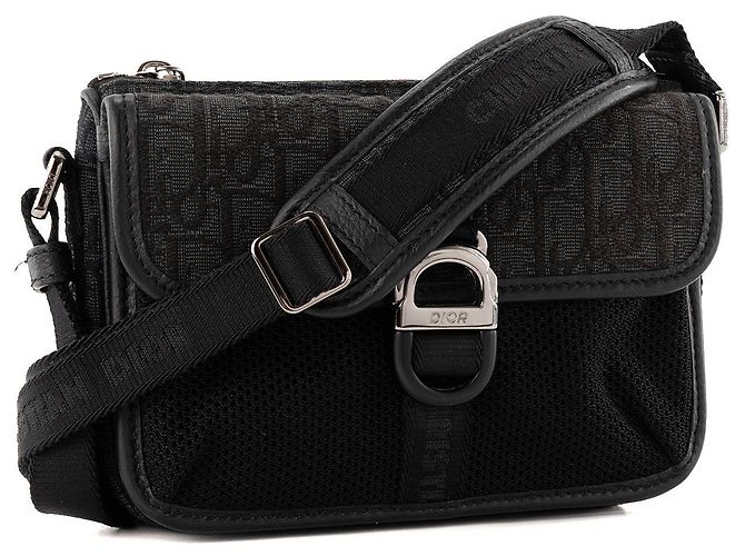 DIOR - Borsa a tracolla Dior Messenger Pouch in tela jacquard Dior Oblique nera Nero - vista 2