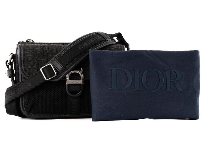 DIOR - Borsa a tracolla Dior Messenger Pouch in tela jacquard Dior Oblique nera Nero - vista 8