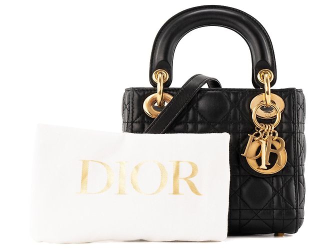 Autre Marque DIOR - Borsa a tracolla Lady Dior Mini in pelle cannage nera Nero - vista 9