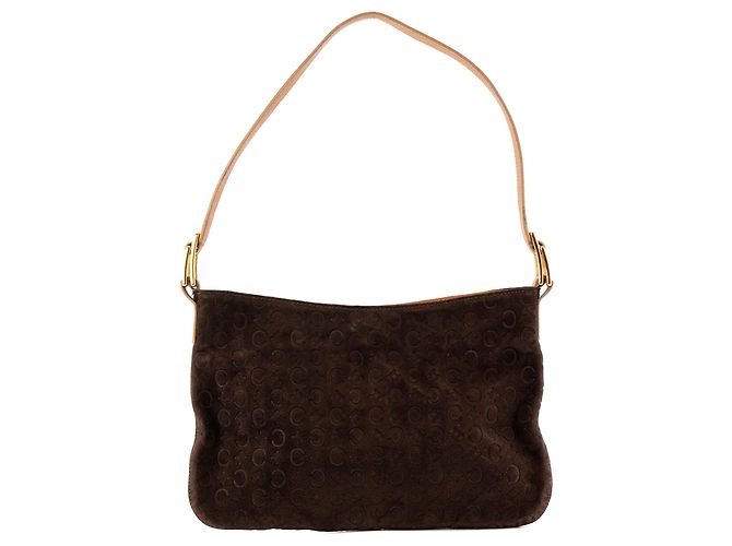 Céline CELINE - Sac à épaule Celine en daim empreinte monogramme triomphe marron vintage - vue 3