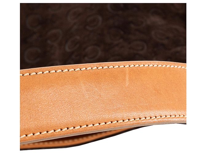 Céline CELINE - Sac à épaule Celine en daim empreinte monogramme triomphe marron vintage - vue 6