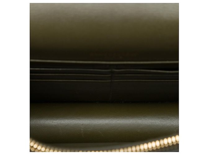 Autre Marque Borsa a tracolla Sunset Mini in pelle di vitello monogrammata verde Saint Laurent con catena - vista 4