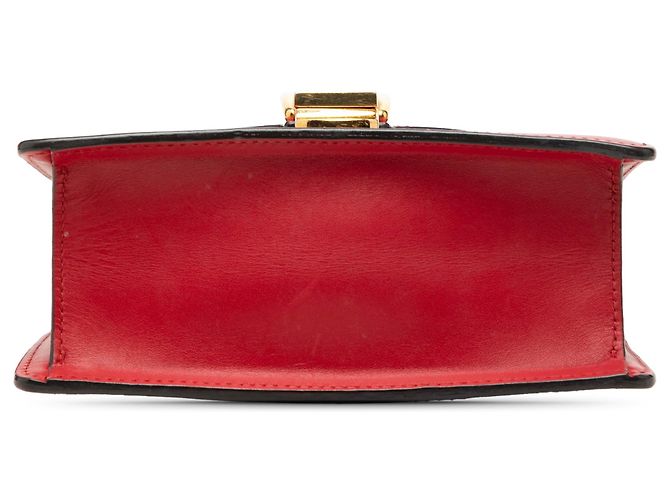 Borsa Red Gucci Mini Calfskin Web Sylvie Chain Satchel Rosso - vista 3