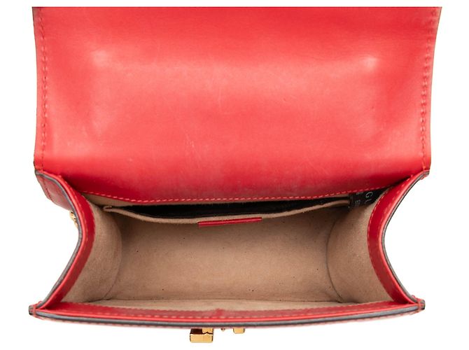 Borsa Red Gucci Mini Calfskin Web Sylvie Chain Satchel Rosso - vista 4