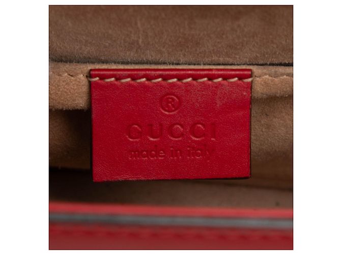 Borsa Red Gucci Mini Calfskin Web Sylvie Chain Satchel Rosso - vista 5