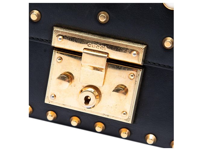 Padlock Borsa a tracolla Gucci Small in pelle nera con perle e chiusura a lucchetto Nero - vista 5