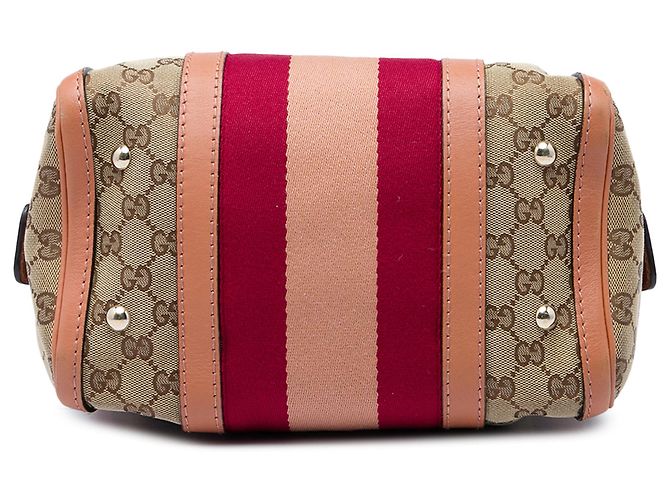 Borsa Boston Satchel Gucci Small GG Canvas Web Joy Beige - vista 3