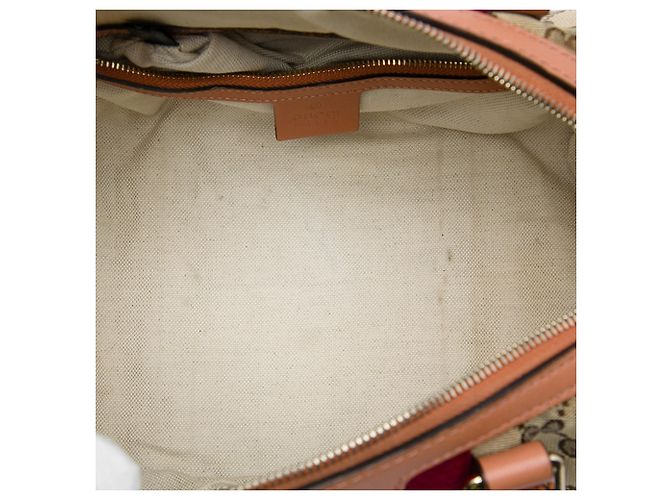 Borsa Boston Satchel Gucci Small GG Canvas Web Joy Beige - vista 4