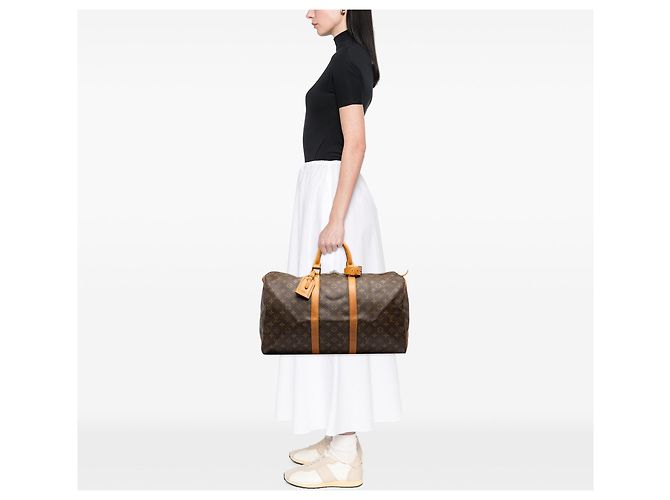 Mala de Viagem Louis Vuitton Monogram Keepall 50 Castanha Marrom - vista 6