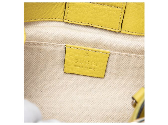 Borsa Gucci Mini Bamboo Shopper in pelle di vitello gialla Giallo - vista 5