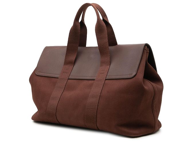 Bolsa Hermès Valparaiso MM em Toile e Swift Marrom - vista 2