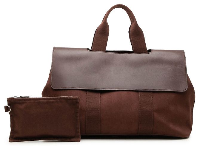 Bolsa Hermès Valparaiso MM em Toile e Swift Marrom - vista 7
