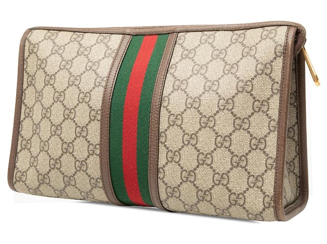 Clutch Gucci GG Supreme Web Ophidia Beige - vista 2