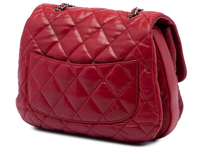 Borsa a tracolla Chanel Medium Quilted Lambskin 3 Accordion Flap Rossa Rosso - vista 2