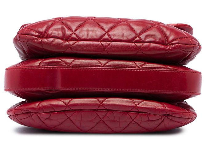 Borsa a tracolla Chanel Medium Quilted Lambskin 3 Accordion Flap Rossa Rosso - vista 3