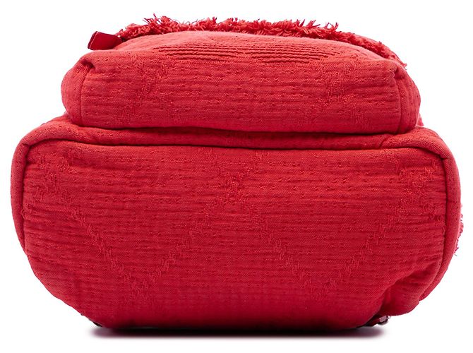 Red Chanel Quilted Canvas Front Pocket Fringe Backpack - view 3