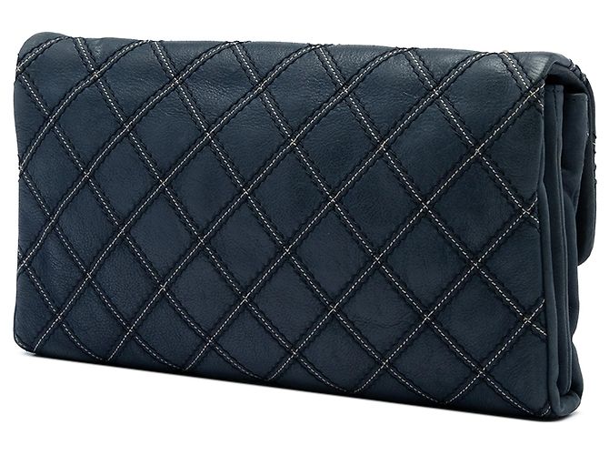 Borsa a tracolla Chanel Jumbo Quilted in vitello blu con tripla cucitura - vista 2