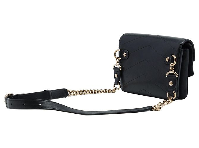 Bolsa de cintura Chanel CC Chevron em pele de carneiro com aba dupla envelope, Preta Preto - vista 2