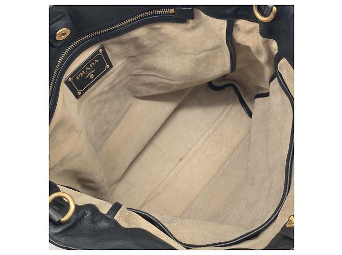 Prada Soft Calf Open Convertible Tote Satchel Schwarz - Ansicht 4