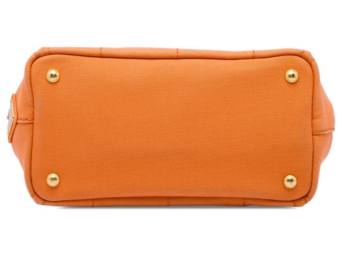 Prada Small Canvas Canapa Logo Tote Satchel Orange - Ansicht 3