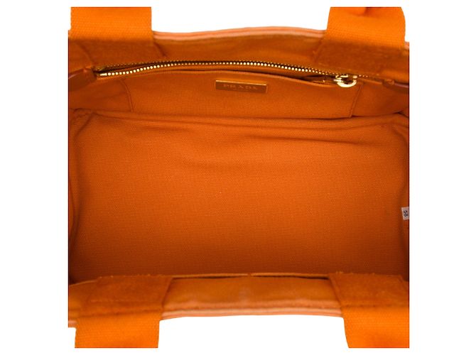 Prada Small Canvas Canapa Logo Tote Satchel Orange - Ansicht 4