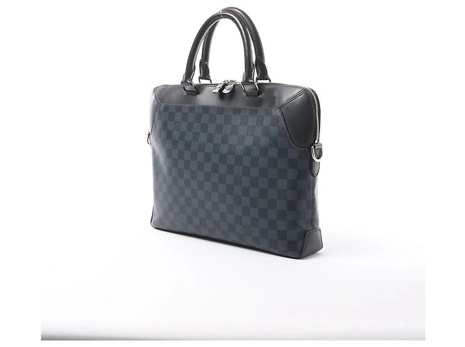 Borsa Louis Vuitton Oliver Damier Cobalt in Nero x Blu Navy N51199 - vista 2
