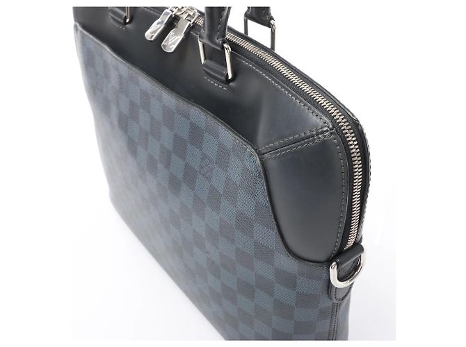 Borsa Louis Vuitton Oliver Damier Cobalt in Nero x Blu Navy N51199 - vista 6
