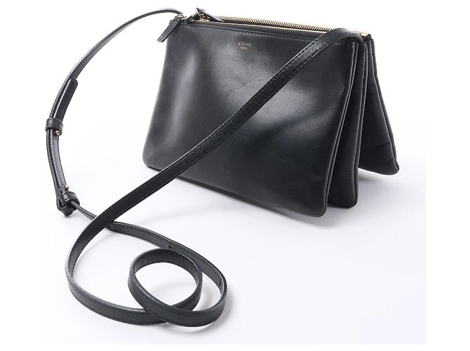 Céline Borsa a tracolla Celine Trio Small in pelle Nero - vista 2