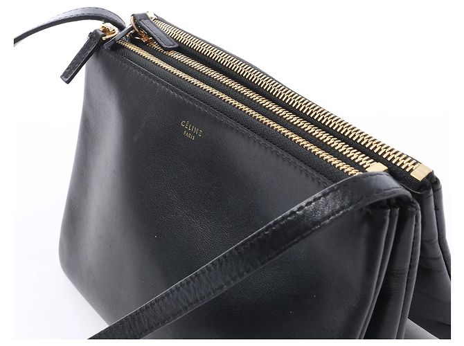 Céline Borsa a tracolla Celine Trio Small in pelle Nero - vista 3