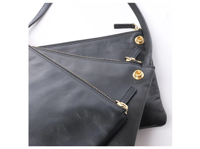 Céline Borsa a tracolla Celine Trio Small in pelle Nero - vista 9
